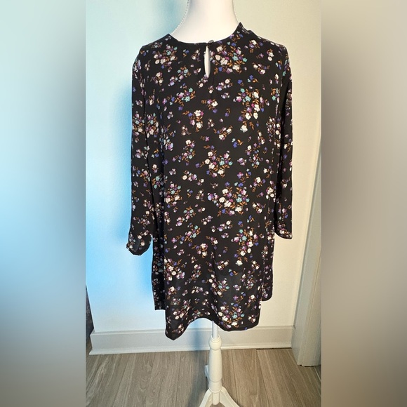 J. JILL WEAREVER COLLECTION NWT BLACK FLORAL ACCORDION PLEAT 3/4 SLEEVE TOP,  S - Picture 3 of 5